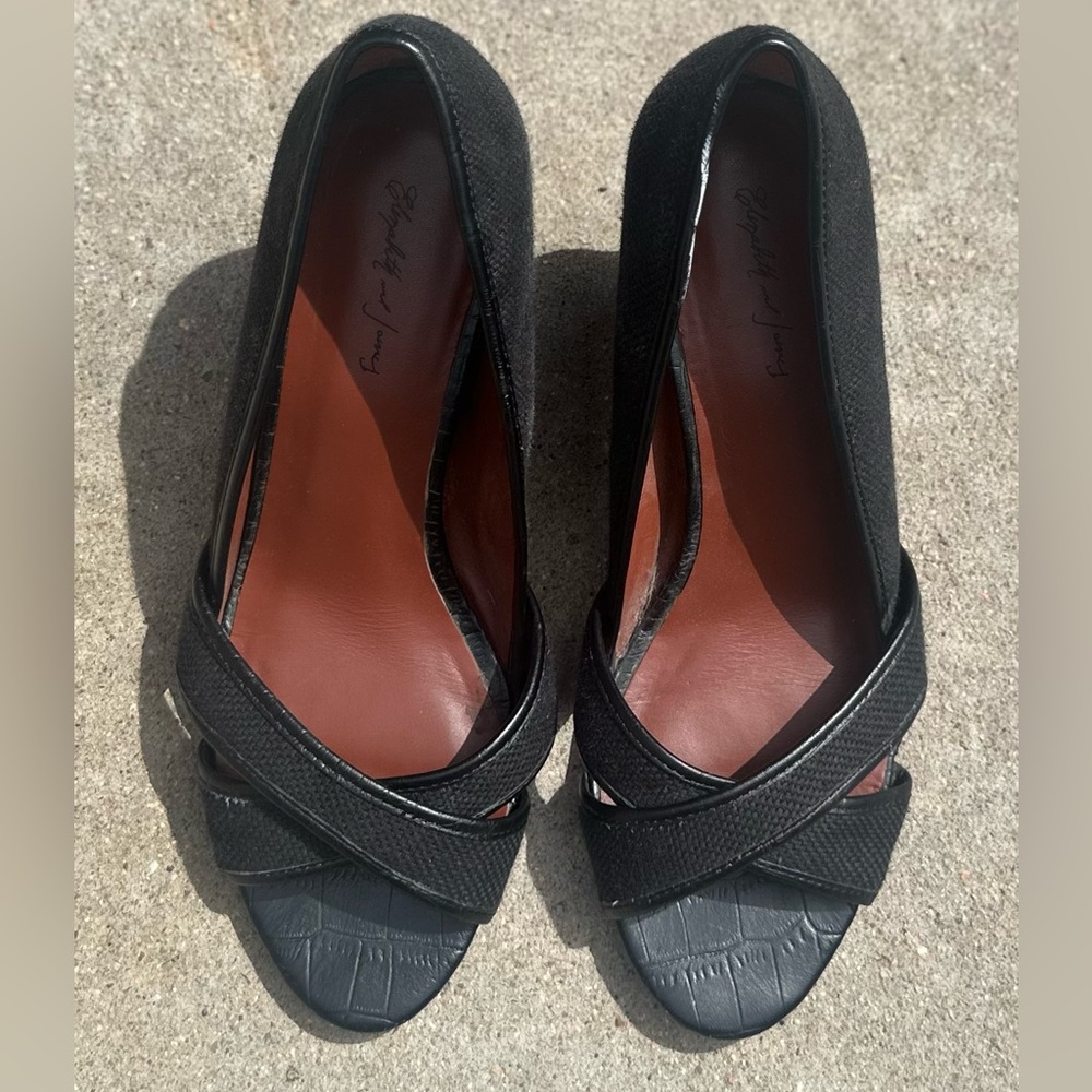 Elizabeth & James Chic Black Peep-Toe Heels